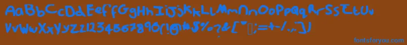 Messypup1 Font – Blue Fonts on Brown Background
