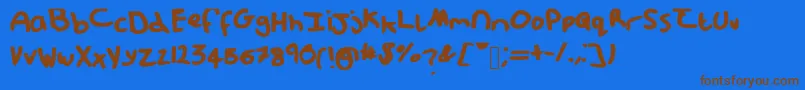 Messypup1 Font – Brown Fonts on Blue Background