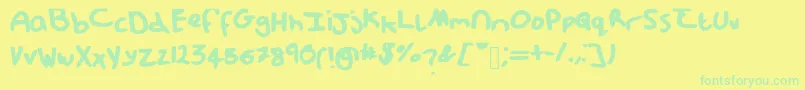 Fonte Messypup1 – fontes verdes em um fundo amarelo