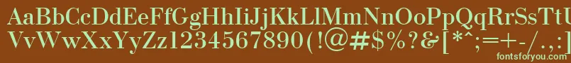 OlgaPlain-fontti – vihreät fontit ruskealla taustalla