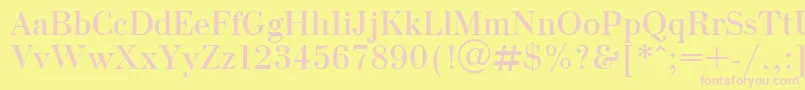 OlgaPlain-fontti – vaaleanpunaiset fontit keltaisella taustalla