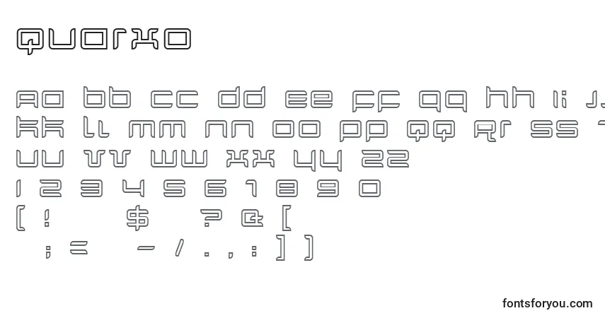 Шрифт Quarxo – алфавит, цифры, специальные символы