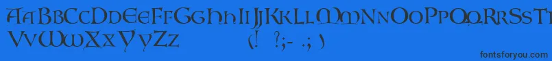 Шрифт Gaboniscapsssk – чёрные шрифты на синем фоне