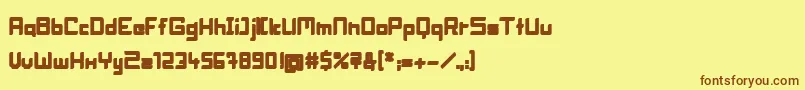 フォントBlockheadFat – 茶色の文字が黄色の背景にあります。