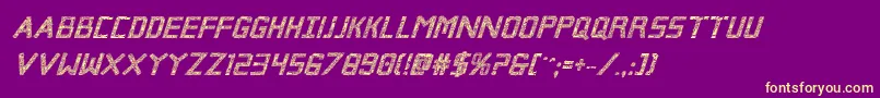 Шрифт Brokencyborgproital – жёлтые шрифты на фиолетовом фоне