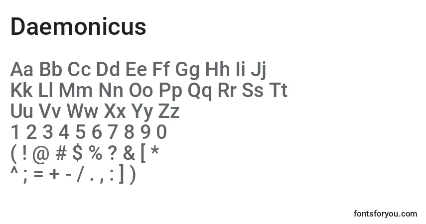 Schriftart Daemonicus – Alphabet, Zahlen, spezielle Symbole