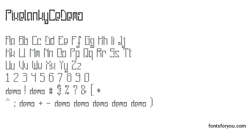 Шрифт PixelankyCeDemo – алфавит, цифры, специальные символы