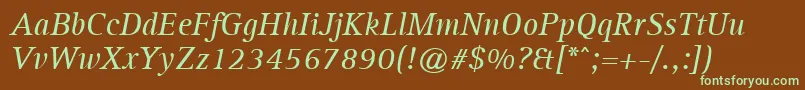 AgfarotisserifItalic Font – Green Fonts on Brown Background