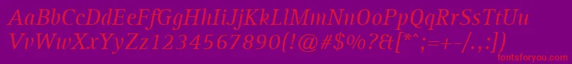 フォントAgfarotisserifItalic – 紫の背景に赤い文字