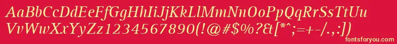 AgfarotisserifItalic-fontti – keltaiset fontit punaisella taustalla