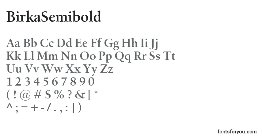 Fuente BirkaSemibold - alfabeto, números, caracteres especiales