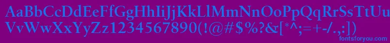 フォントBirkaSemibold – 紫色の背景に青い文字