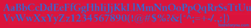 Czcionka BirkaSemibold – niebieskie czcionki na czerwonym tle