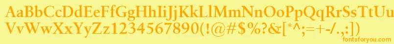 フォントBirkaSemibold – オレンジの文字が黄色の背景にあります。