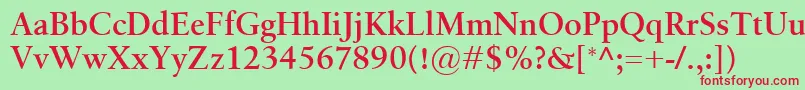 フォントBirkaSemibold – 赤い文字の緑の背景