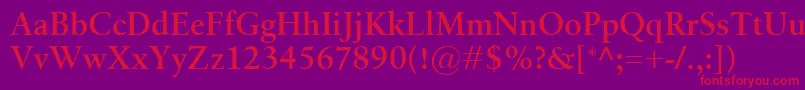 BirkaSemibold-Schriftart – Rote Schriften auf violettem Hintergrund