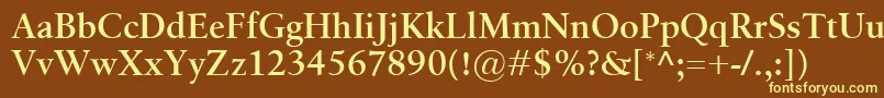 BirkaSemibold-fontti – keltaiset fontit ruskealla taustalla