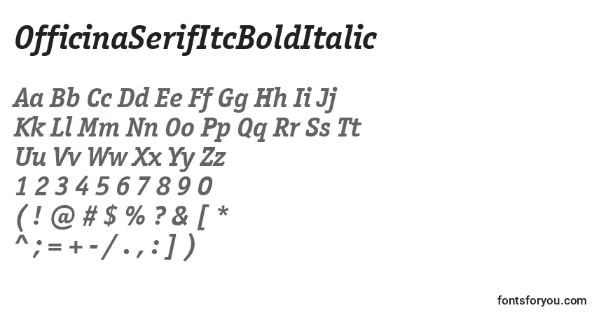 Czcionka OfficinaSerifItcBoldItalic – alfabet, cyfry, specjalne znaki