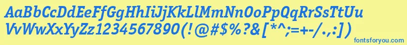 OfficinaSerifItcBoldItalic Font – Blue Fonts on Yellow Background