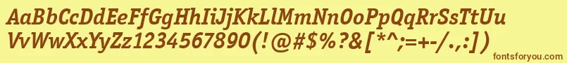 OfficinaSerifItcBoldItalic Font – Brown Fonts on Yellow Background