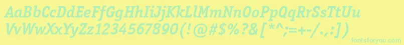 OfficinaSerifItcBoldItalic Font – Green Fonts on Yellow Background