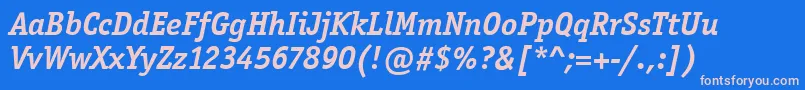 OfficinaSerifItcBoldItalic Font – Pink Fonts on Blue Background