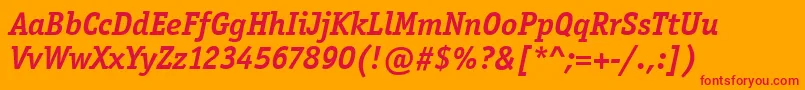 OfficinaSerifItcBoldItalic Font – Red Fonts on Orange Background