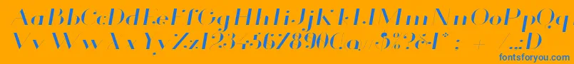 GlamorLightExtendedItalic-Schriftart – Blaue Schriften auf orangefarbenem Hintergrund