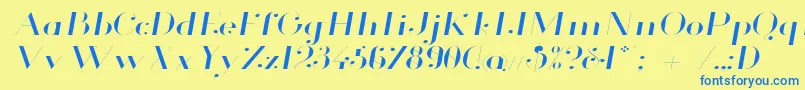 GlamorLightExtendedItalic Font – Blue Fonts on Yellow Background