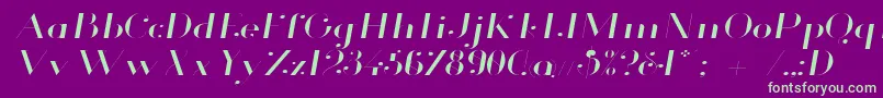 GlamorLightExtendedItalic Font – Green Fonts on Purple Background