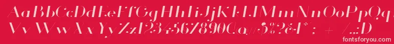 GlamorLightExtendedItalic Font – Pink Fonts on Red Background