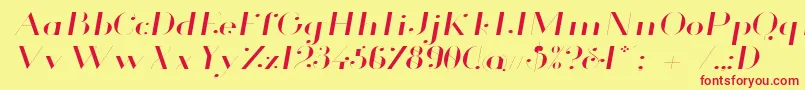 GlamorLightExtendedItalic Font – Red Fonts on Yellow Background