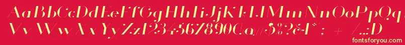 GlamorLightExtendedItalic Font – Yellow Fonts on Red Background