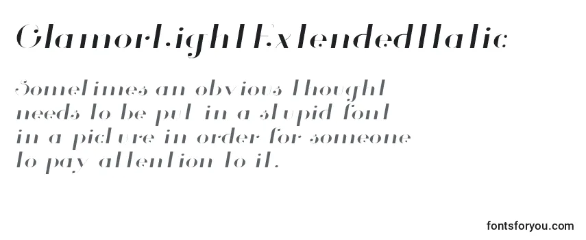 Schriftart GlamorLightExtendedItalic (99698)