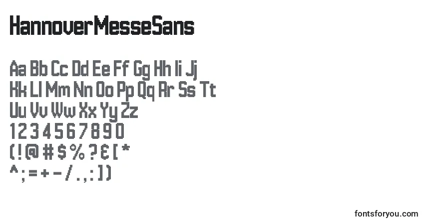 characters of hannovermessesans font, letter of hannovermessesans font, alphabet of  hannovermessesans font