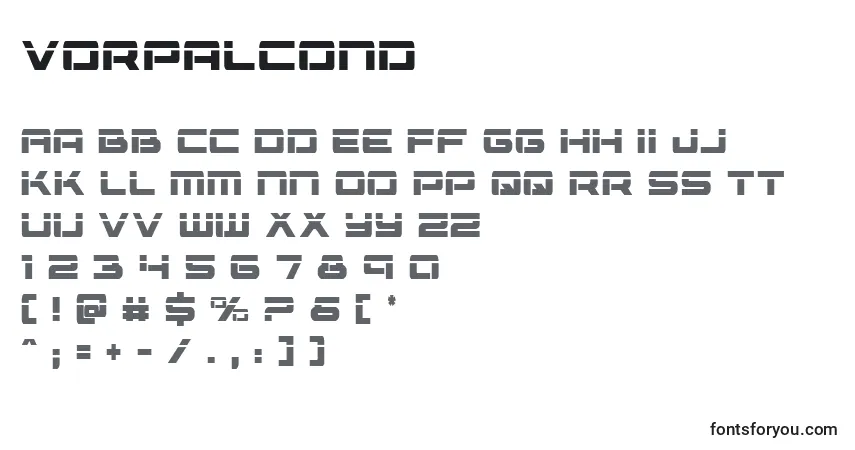 characters of vorpalcond font, letter of vorpalcond font, alphabet of  vorpalcond font