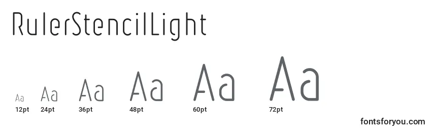 sizes of rulerstencillight font, rulerstencillight sizes