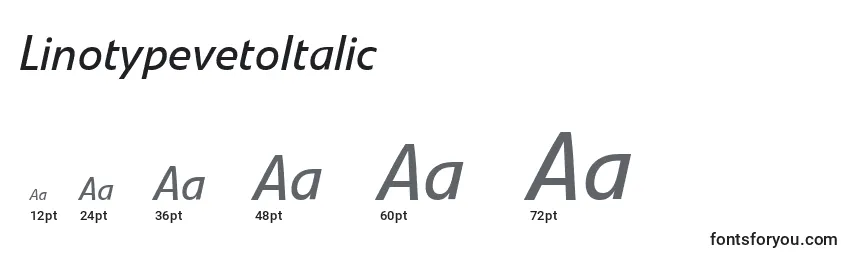 sizes of linotypevetoitalic font, linotypevetoitalic sizes
