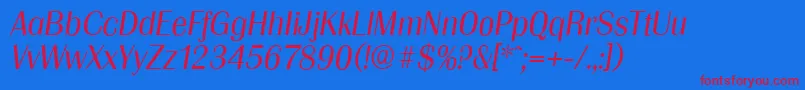 GrenobleserialLightItalic Font – Red Fonts on Blue Background