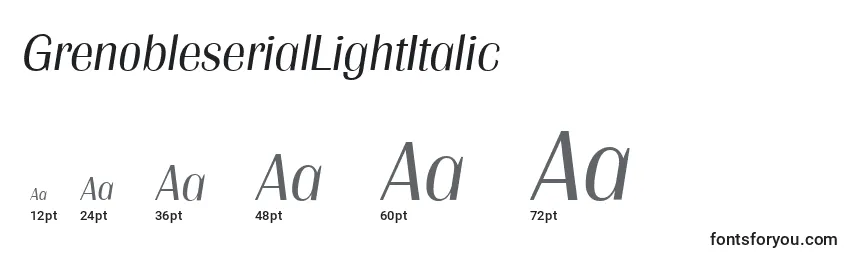 Размеры шрифта GrenobleserialLightItalic