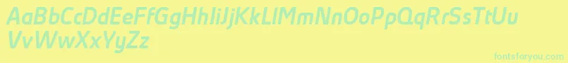 AbsolutProMediumItalicReduced-Schriftart – Grüne Schriften auf gelbem Hintergrund