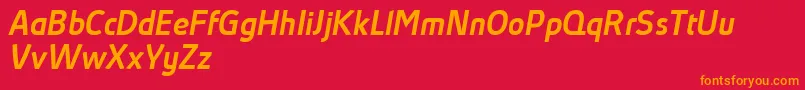 フォントAbsolutProMediumItalicReduced – 赤い背景にオレンジの文字