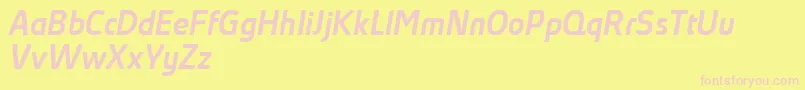 AbsolutProMediumItalicReduced-Schriftart – Rosa Schriften auf gelbem Hintergrund