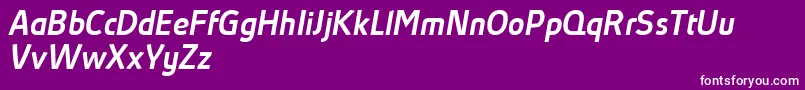 Czcionka AbsolutProMediumItalicReduced – białe czcionki na fioletowym tle