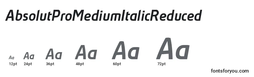 Размеры шрифта AbsolutProMediumItalicReduced (99700)
