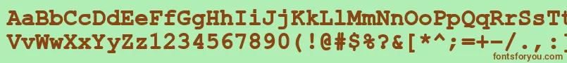 フォントErKurier1251Bold – 緑の背景に茶色のフォント