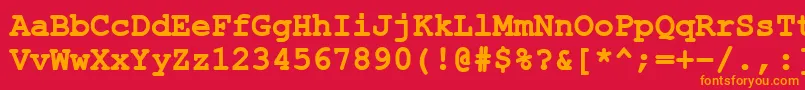 Fonte ErKurier1251Bold – fontes laranjas em um fundo vermelho