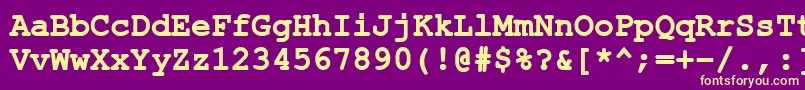 Fonte ErKurier1251Bold – fontes amarelas em um fundo roxo