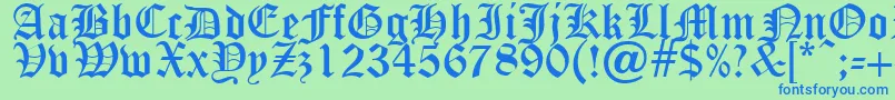 OldEnglishFive Font – Blue Fonts on Green Background