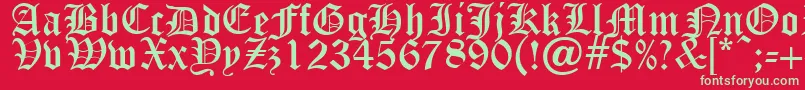 OldEnglishFive Font – Green Fonts on Red Background